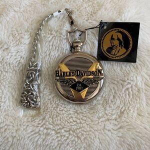 Harley Davidson Franklin Mint Pocket Watch with Chain Tag still Attached